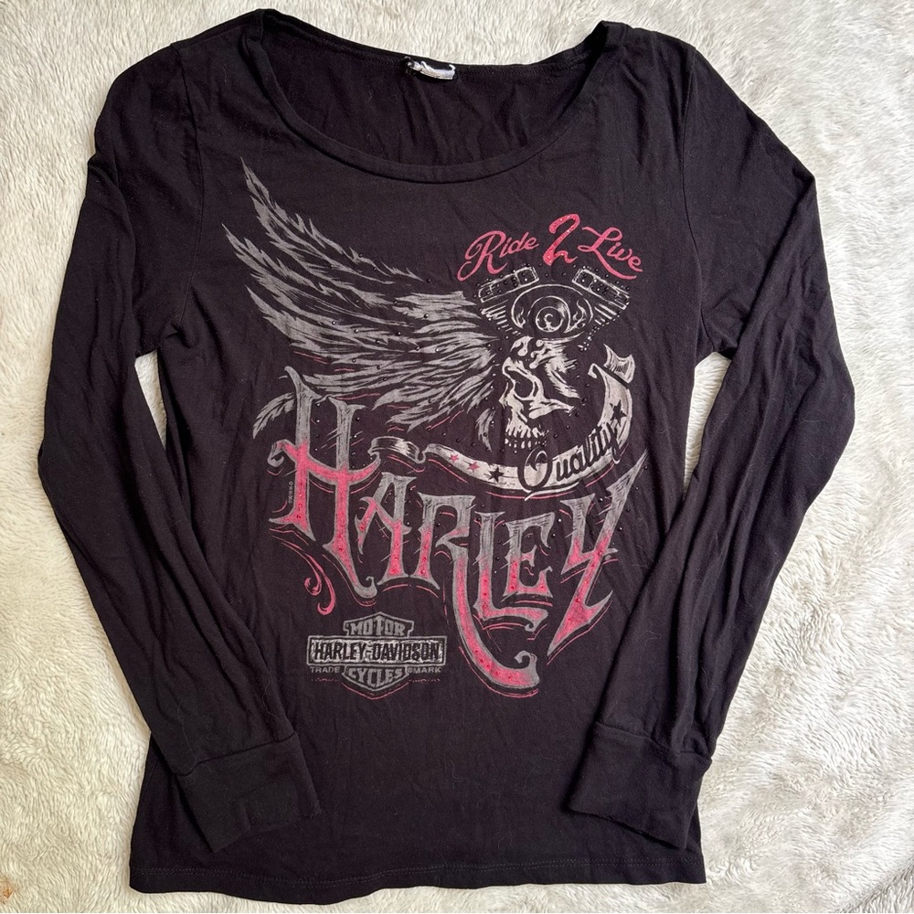 Harley Davidson bedazzled longsleeve